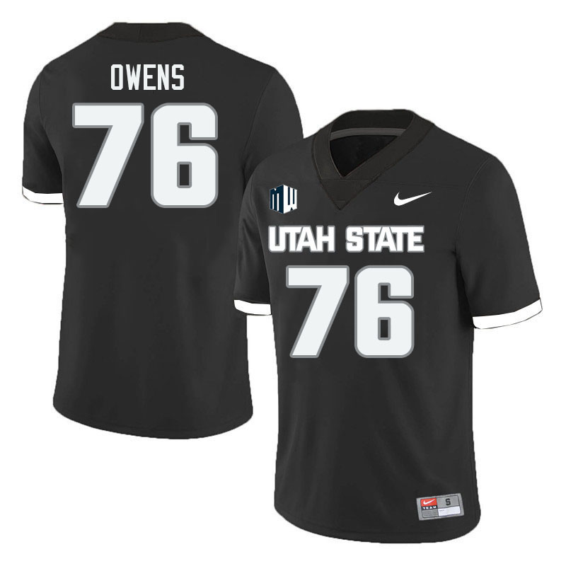 Utah State Aggies #76 Jackson Owens College Football Jerseys Stitched Sale-Black